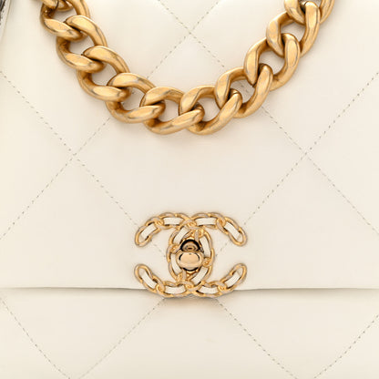 Chanel Goatskin Quilted Large Chanel 19 Flap White 8 of 15