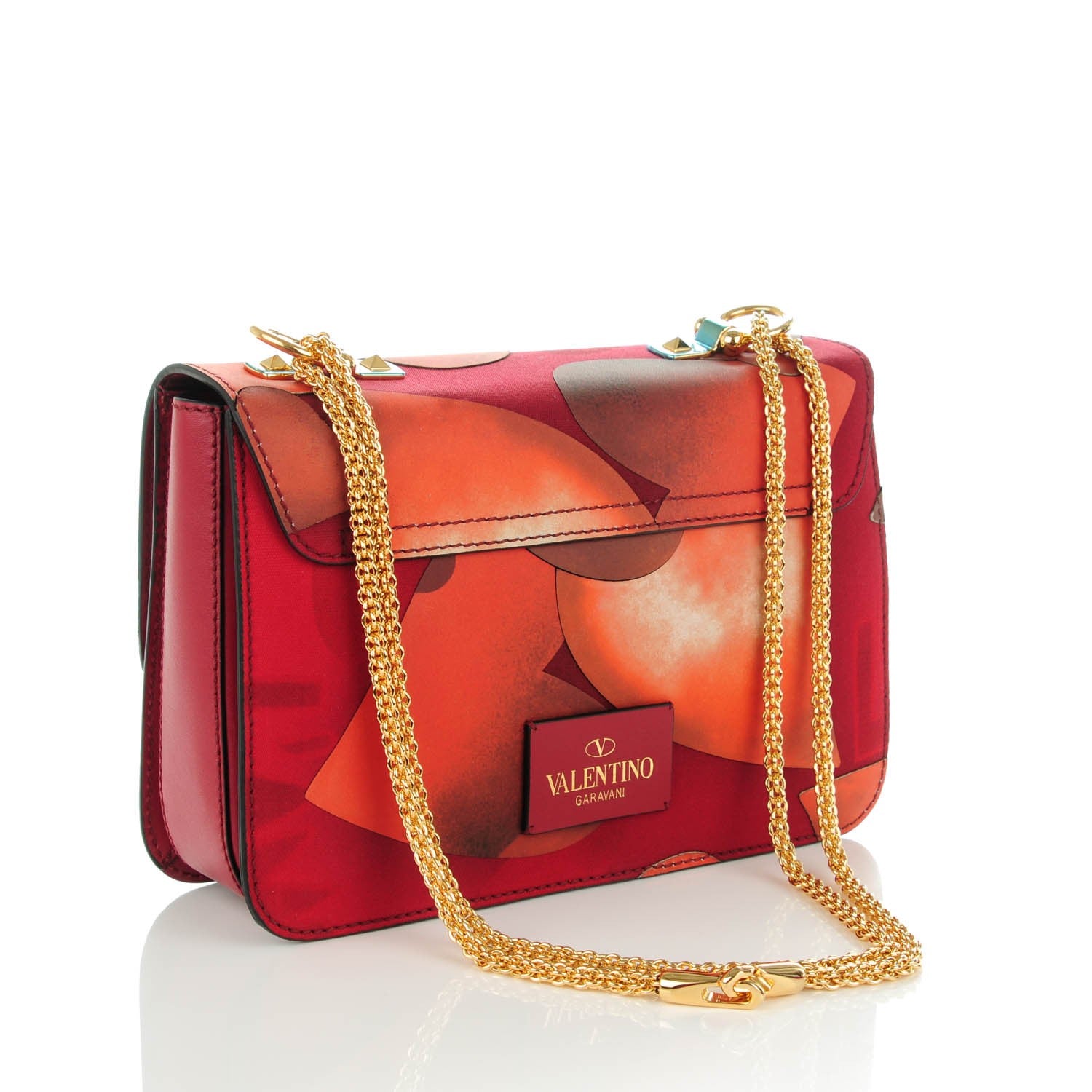 Valentino Garavani Canvas L'Amour Rockstud Shoulder Bag Scarlet 3 of 9