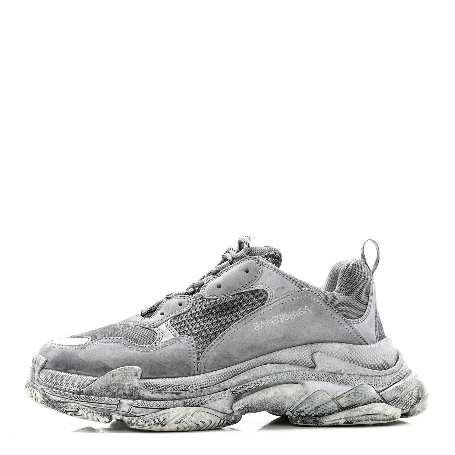 Balenciaga Fabric Mesh Dyed Mens Triple S Sneakers 45 Grey 1 of 13