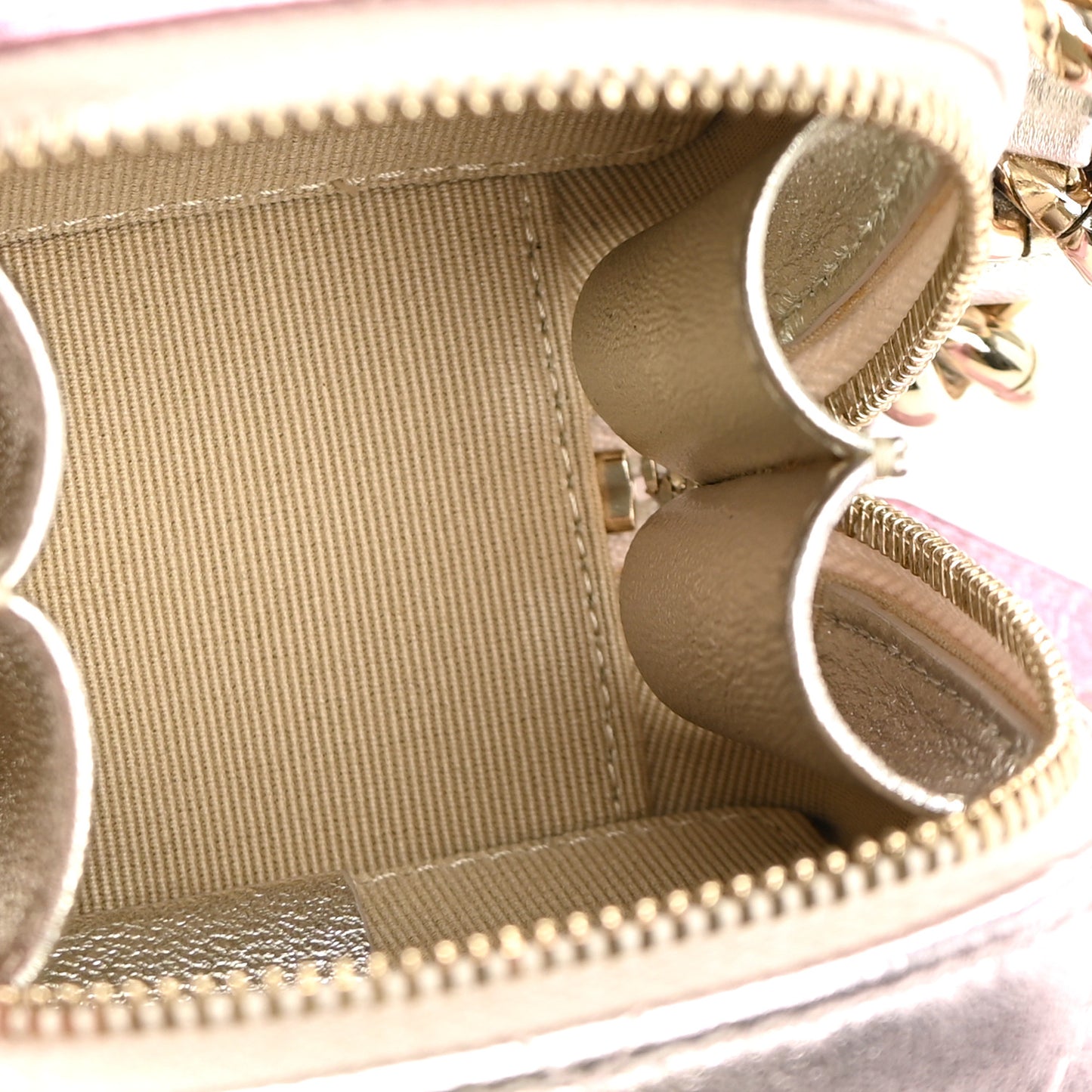 Gradient Metallic Lambskin Quilted Coco Punk Cube Clutch With Chain Silver Pink