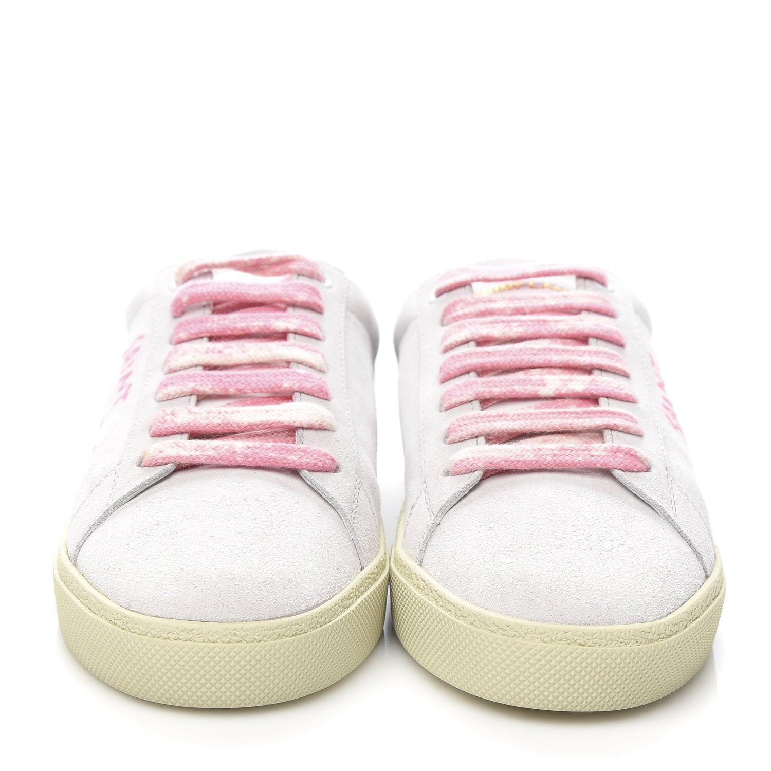 Saint Laurent Distressed Suede Court Classic Sneakers 35 White Pink 2 of 10