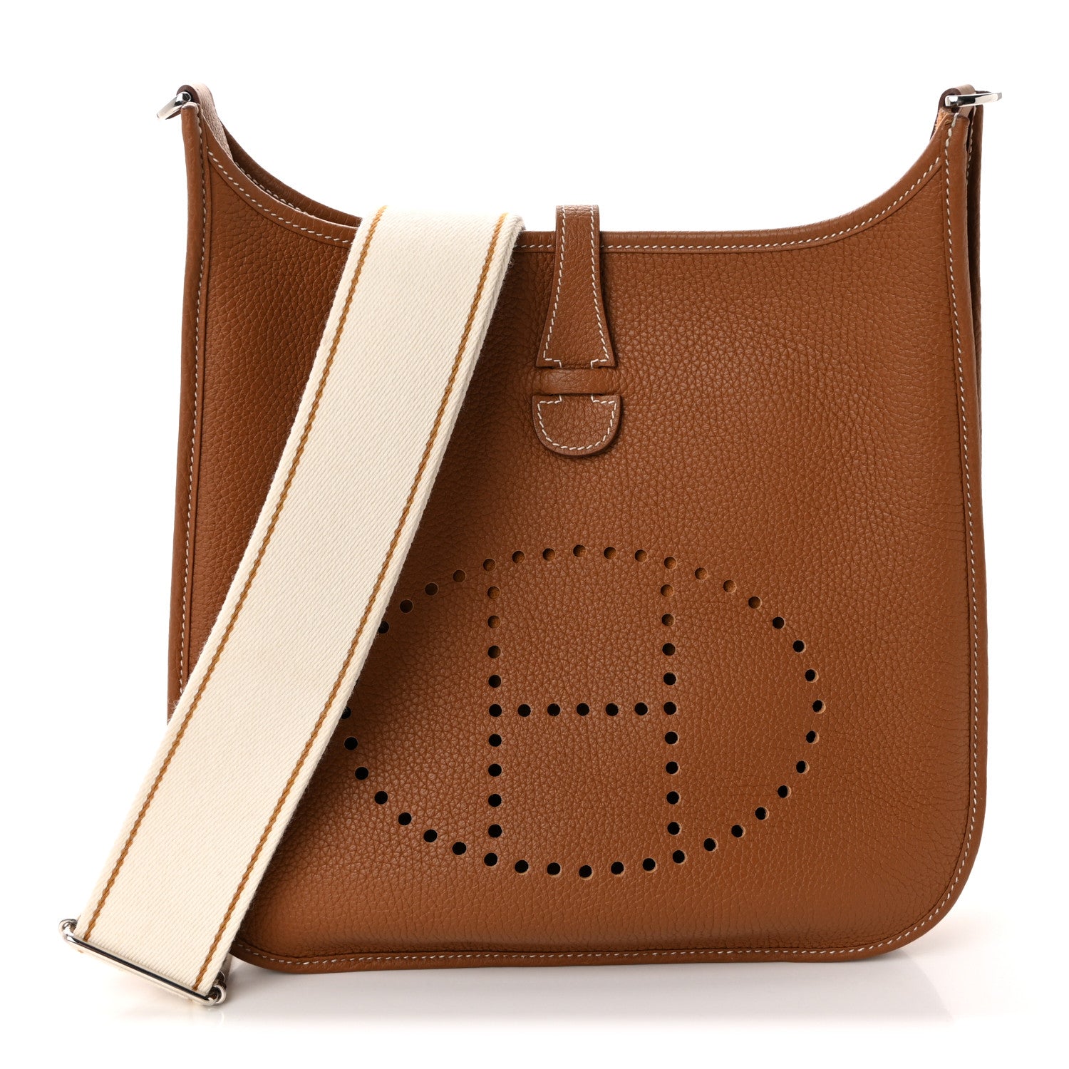Hermes Taurillon Clemence Amazone Evelyne III PM Gold White Caramel 1 of 11