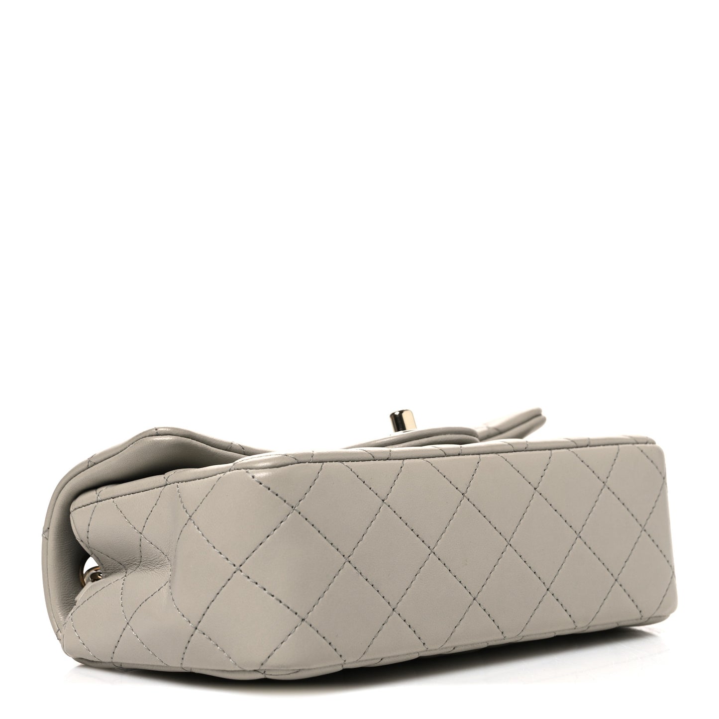 Lambskin Quilted Mini Rectangular Flap Grey