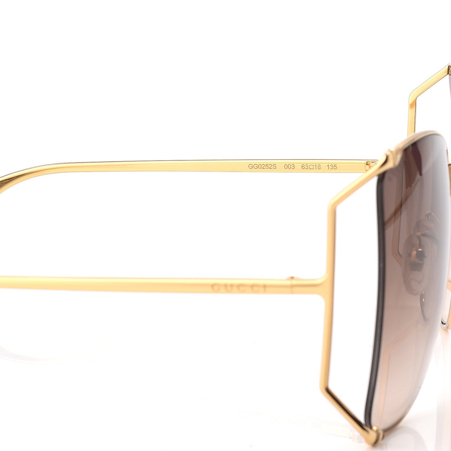 Oversized Round Sunglasses GG0252S Gold Brown