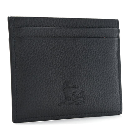 Christian Louboutin Calfskin Kios Studded Card Holder Black Gold 3 of 7