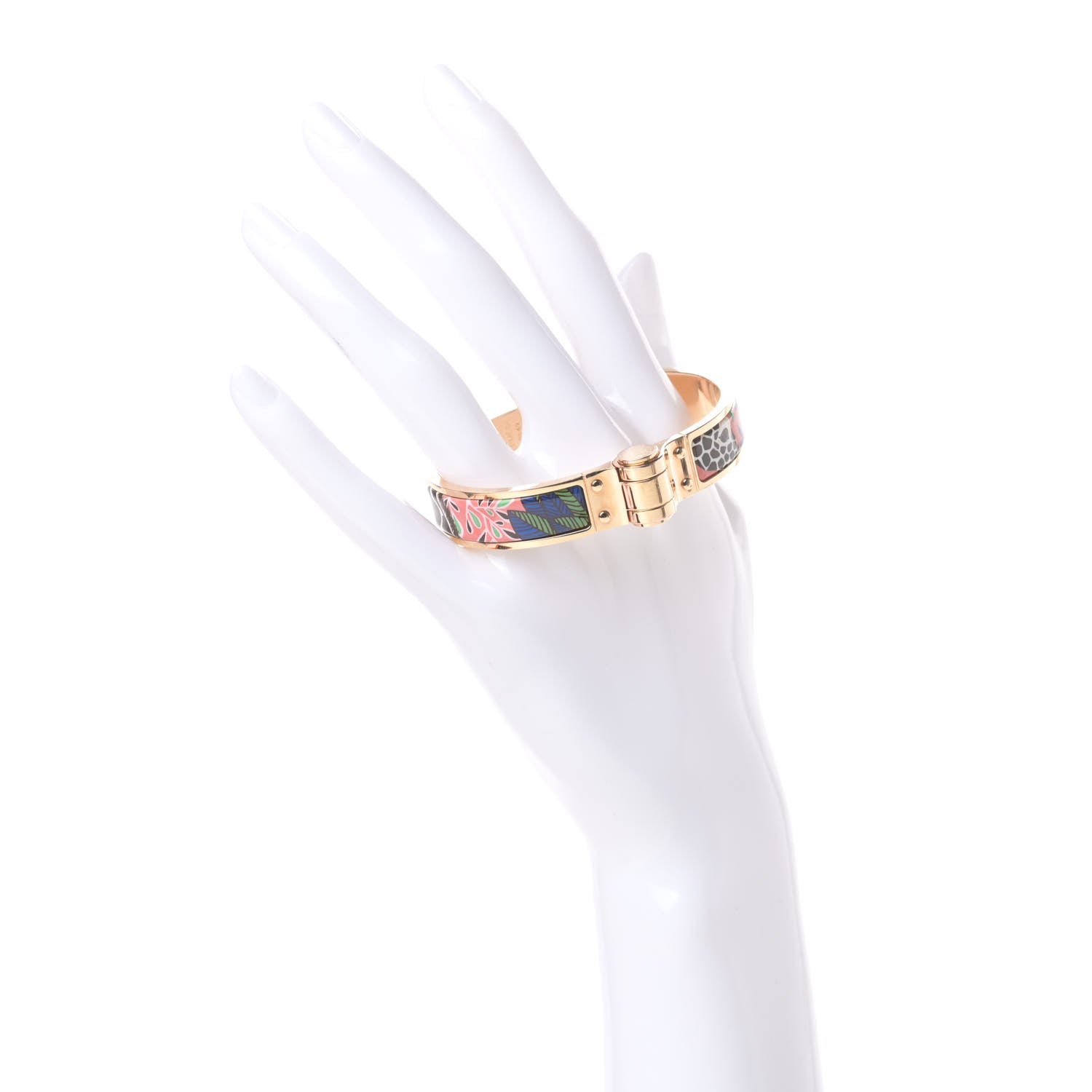 Hermes Enamel Printed Narrow The Three Graces Hinged Bracelet S Pink Delirium 2 of 6