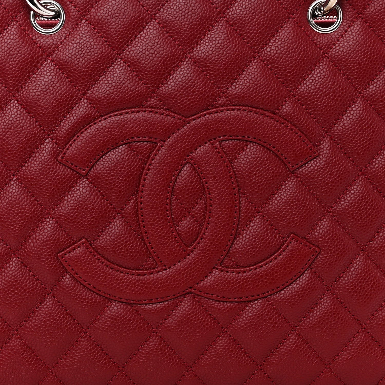 Chanel Caviar Quilted Grand Shopping Tote GST Red 9 of 13