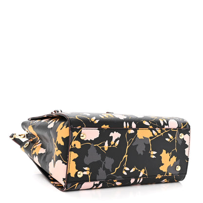 Salvatore Ferragamo Hammered Calfskin Floral Printed Beky Tote Black Multicolor 4 of 10