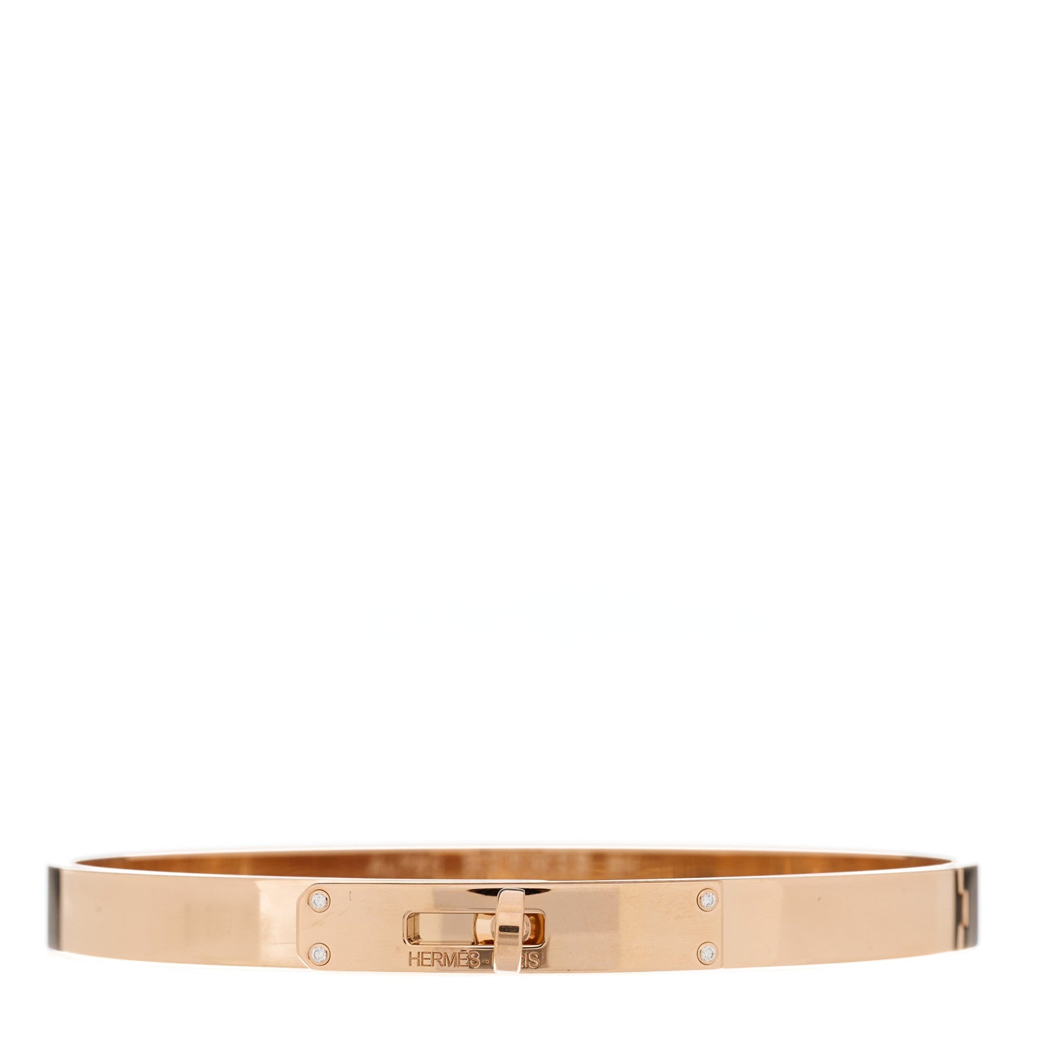 Hermes 18K Rose Gold Diamond PM Kelly Bracelet SH 1 of 4