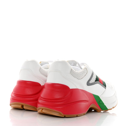 Gucci Lavaredo Eco Fabric Mesh Web Womens Rhyton Reflective Sneakers 35 Great White Green Red Silver 4 of 9