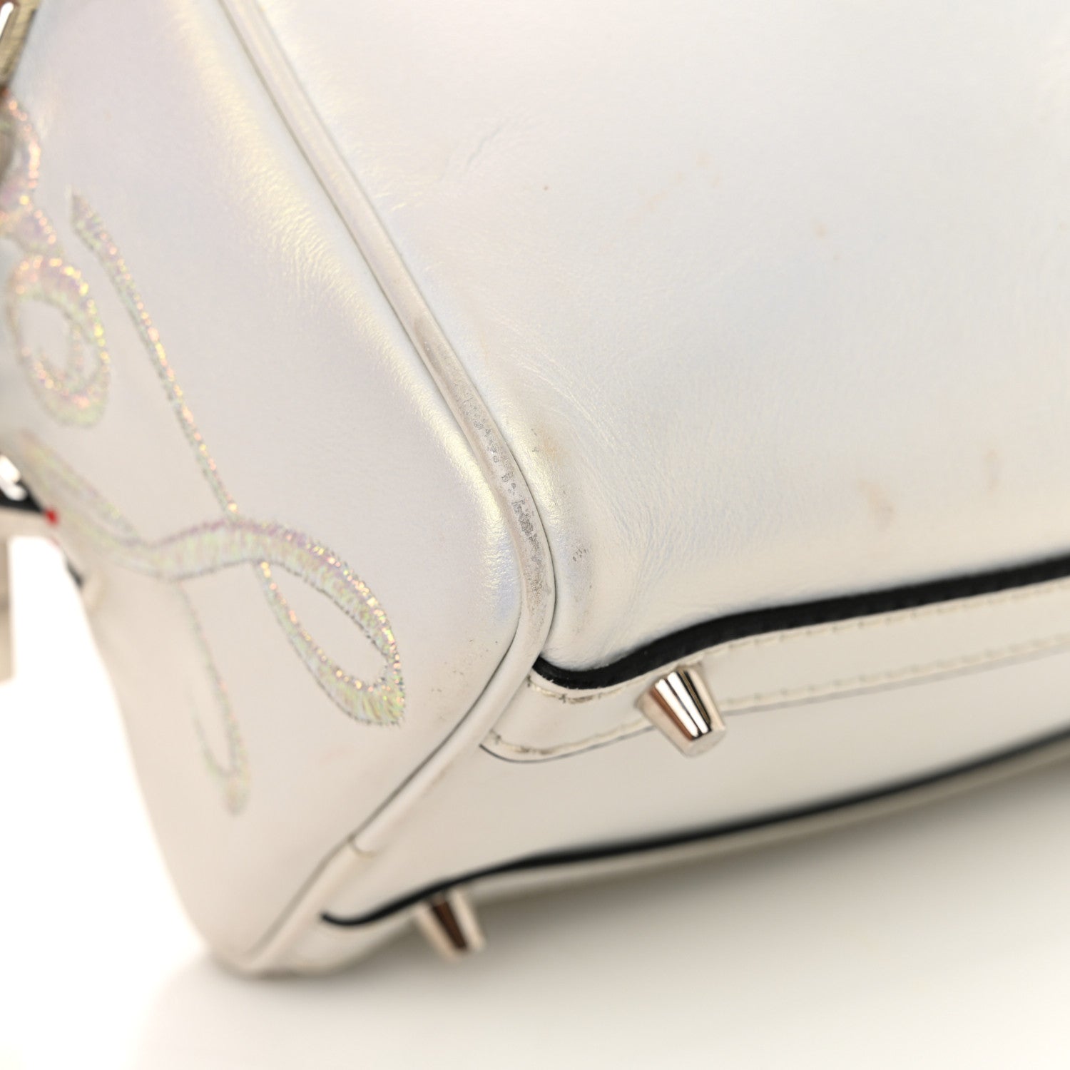 Christian Louboutin Iridescent Calfskin Paris Nano Collage Marie Jane Tote White 14 of 19