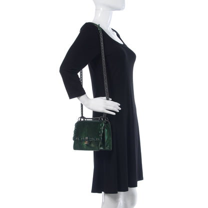 Fendi Vitello Catalan Mirror Scalloped Multi Studded Small Kan I Shoulder Bag Green 2 of 10