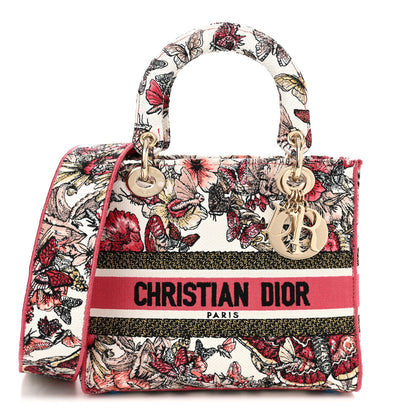 Christian Dior Canvas Embroidered Butterfly Print Medium Lady D-Lite Multicolor 1 of 14