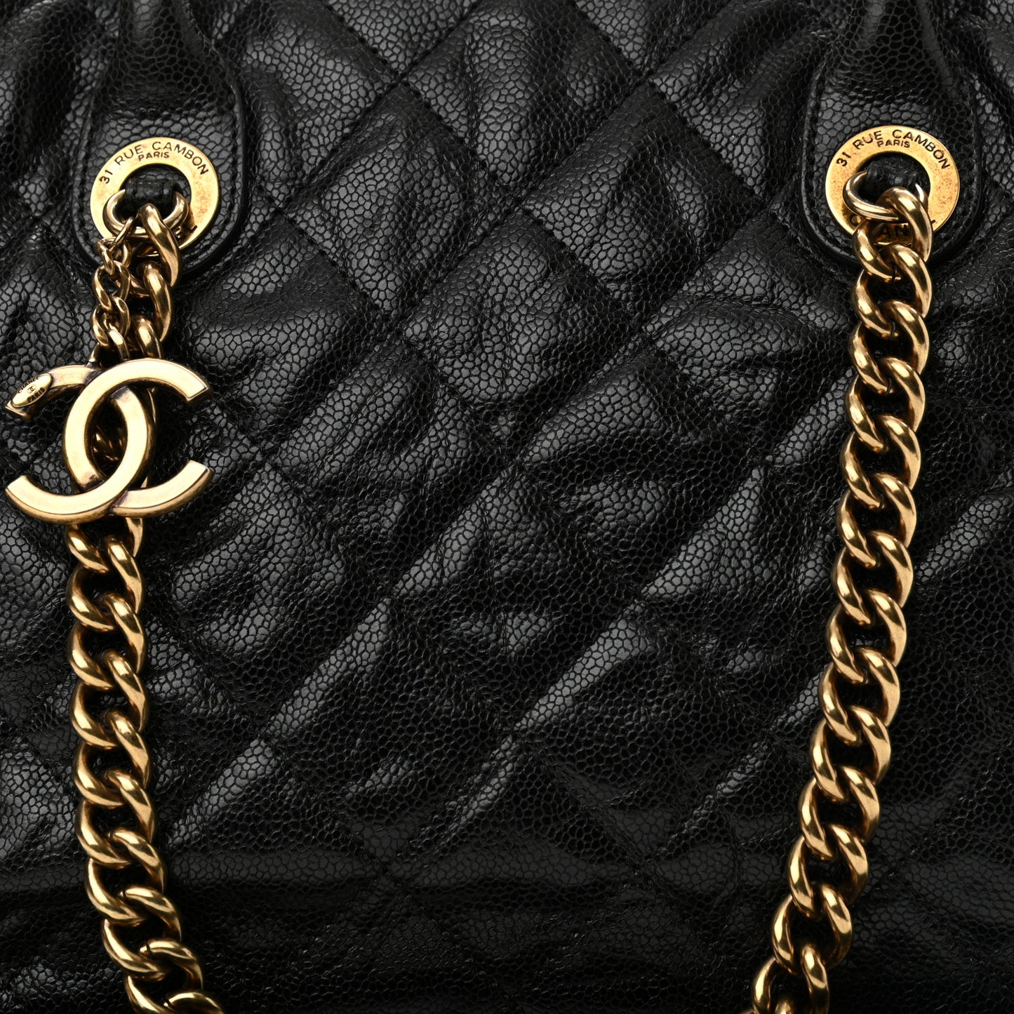 Glazed Caviar Quilted Small Shiva Tote Black