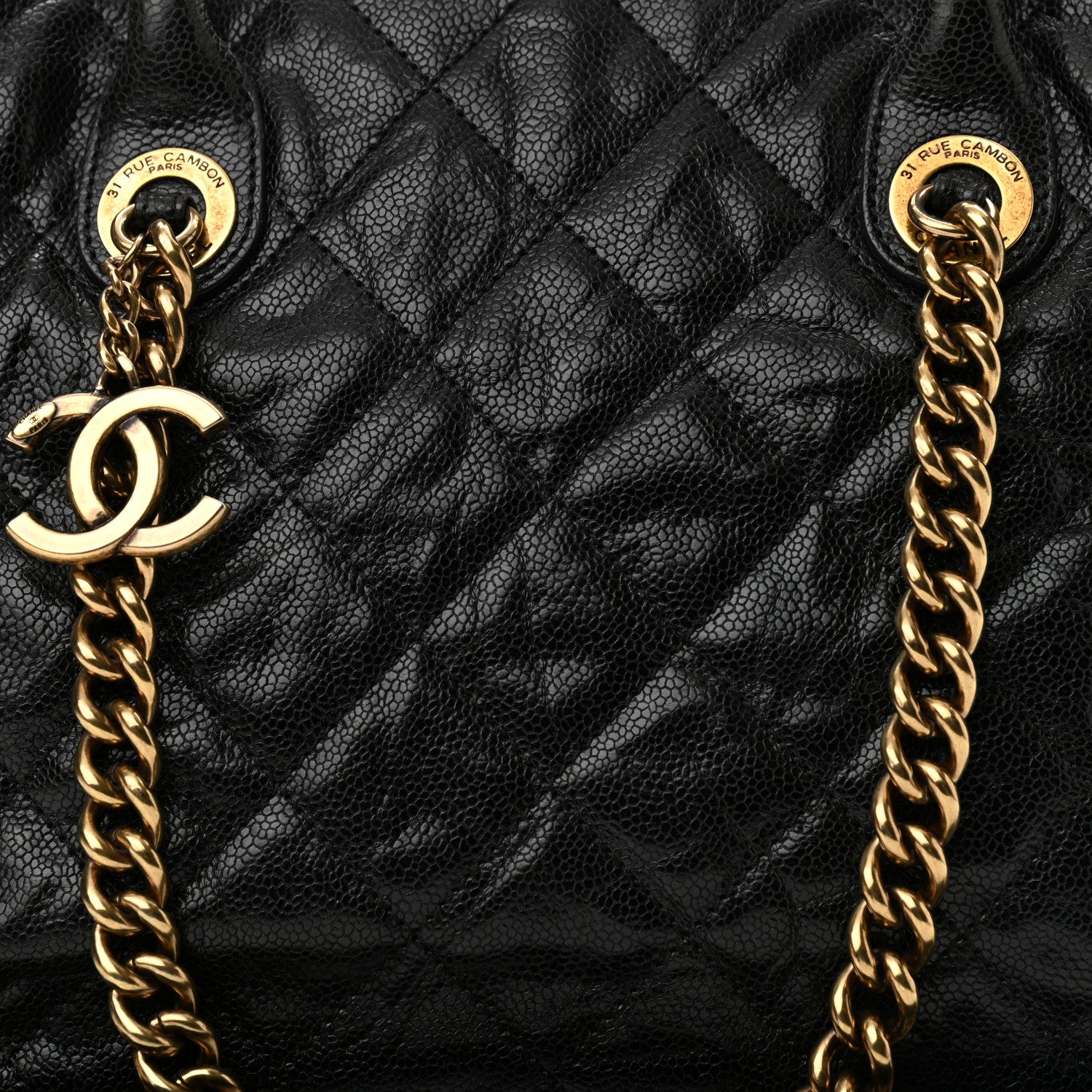 Chanel Glazed Caviar Quilted Small Shiva Tote Black 8 of 11