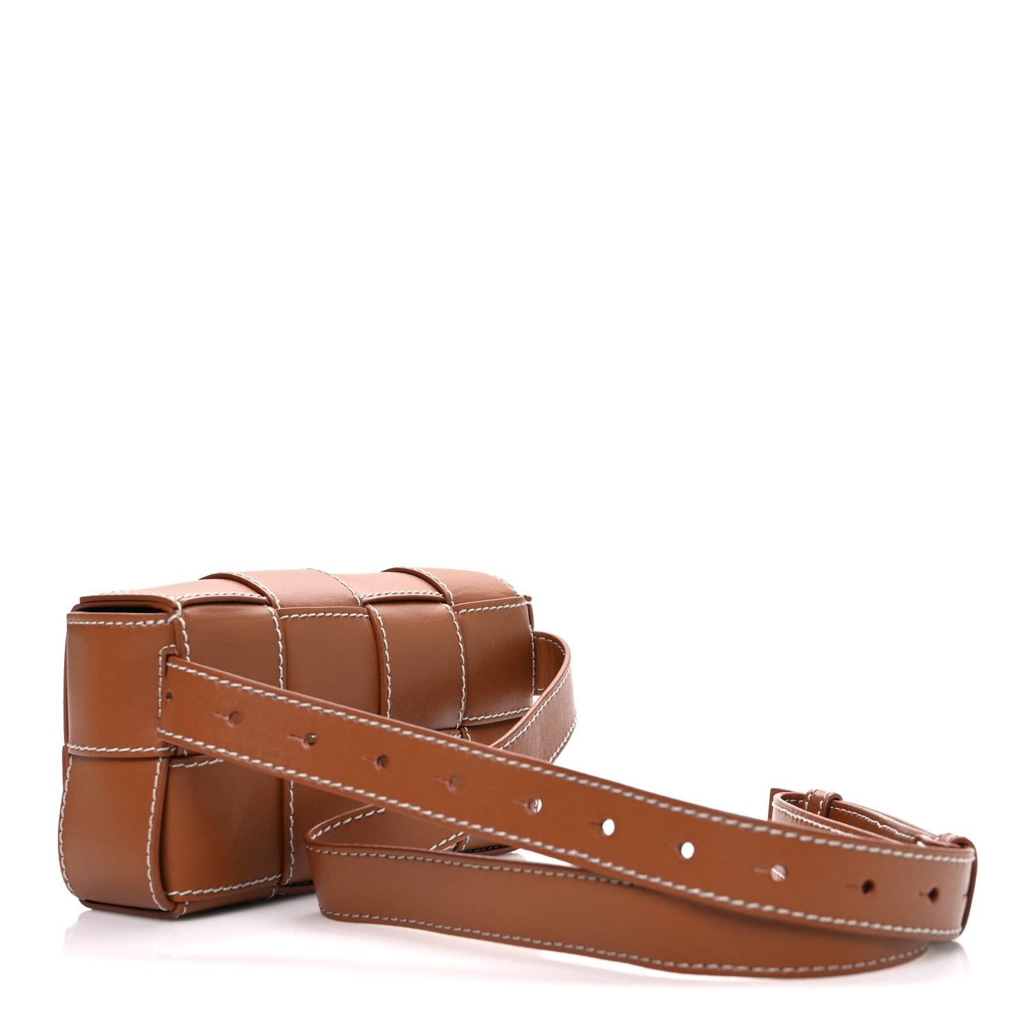 Bottega Veneta Calfskin Maxi Intreccio Mini Cassette Belt Bag Wood 3 of 11