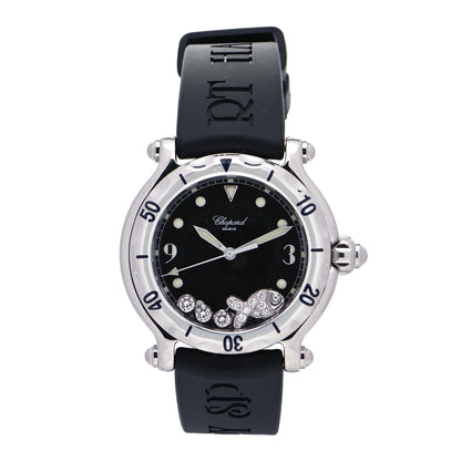 Chopard Stainless Steel Rubber Diamond 38mm Happy Sport Fish Quartz Watch Black 1 of 5