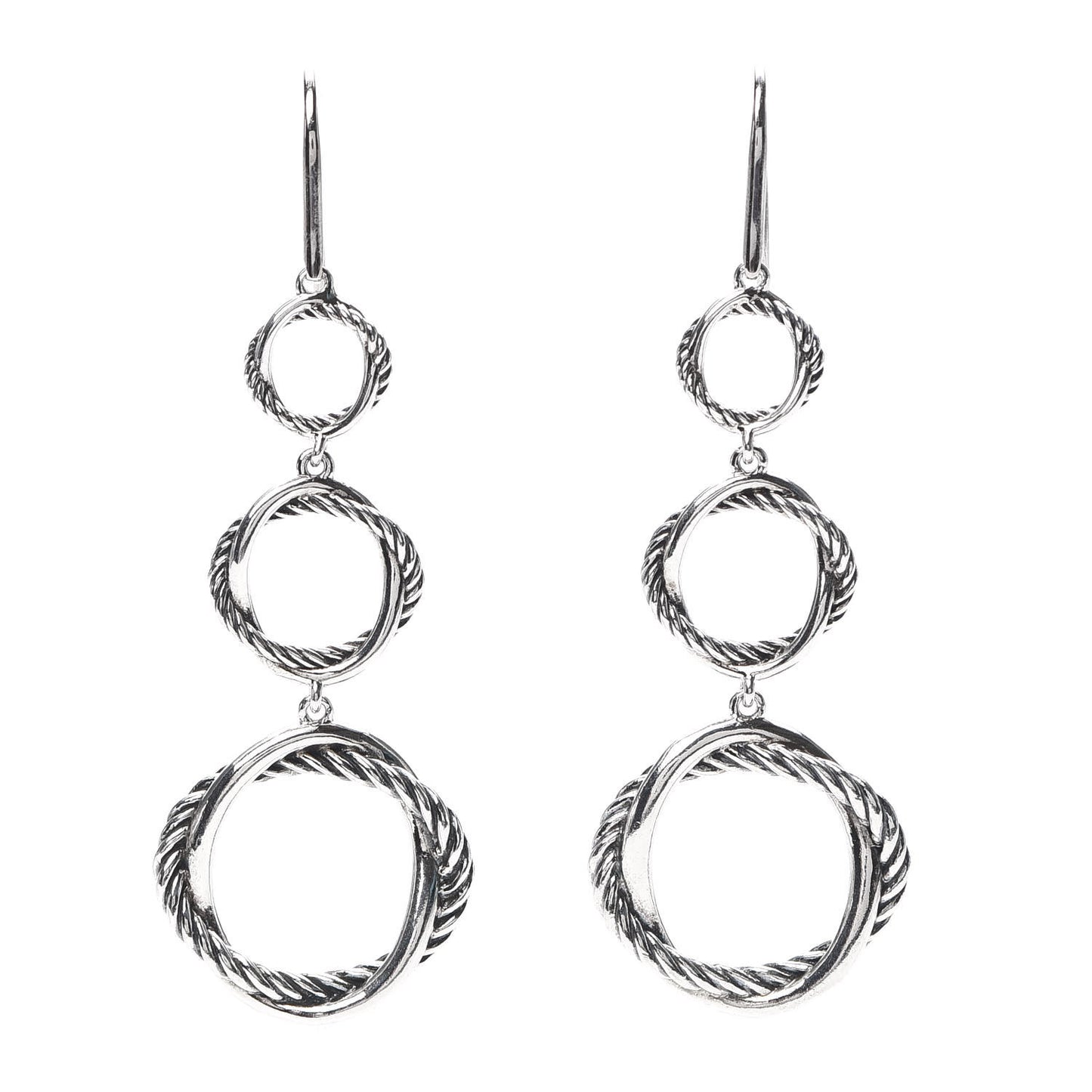 Sterling Silver Infinity Triple Drop Earrings