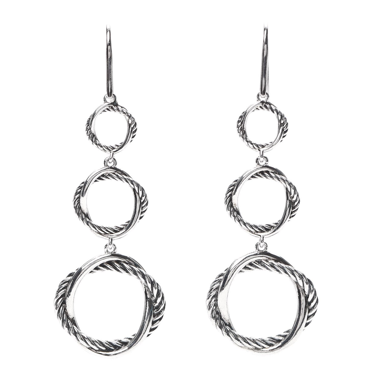 David Yurman Sterling Silver Infinity Triple Drop Earrings 1 of 4