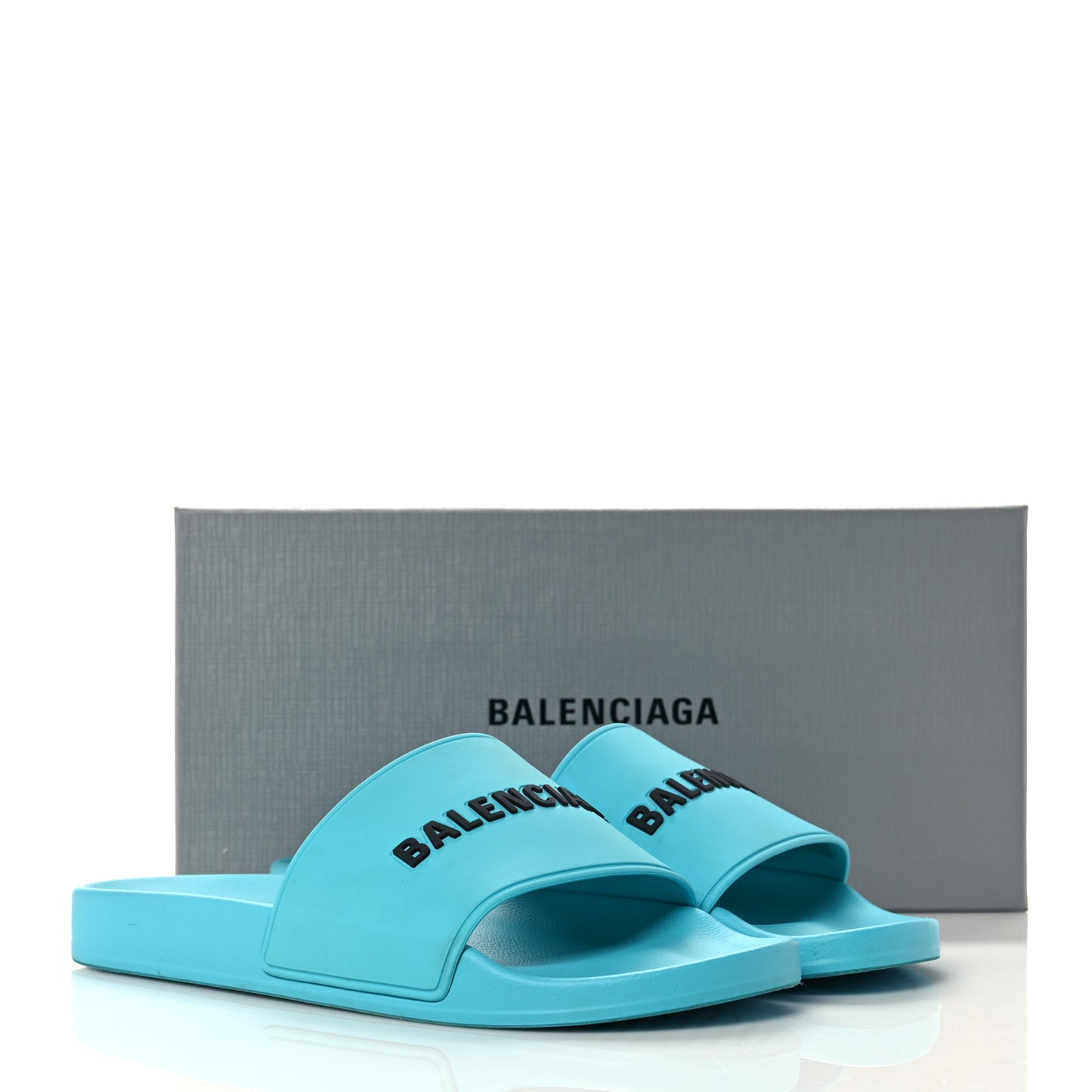 PVC Logo Mens Pool Slide Sandals 42 Turquoise Black