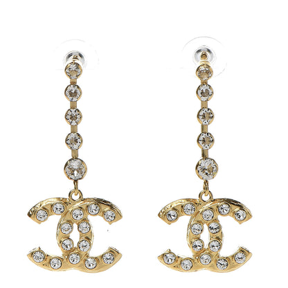 Chanel CC Crystal Drop Earrings Gold 1 of 5