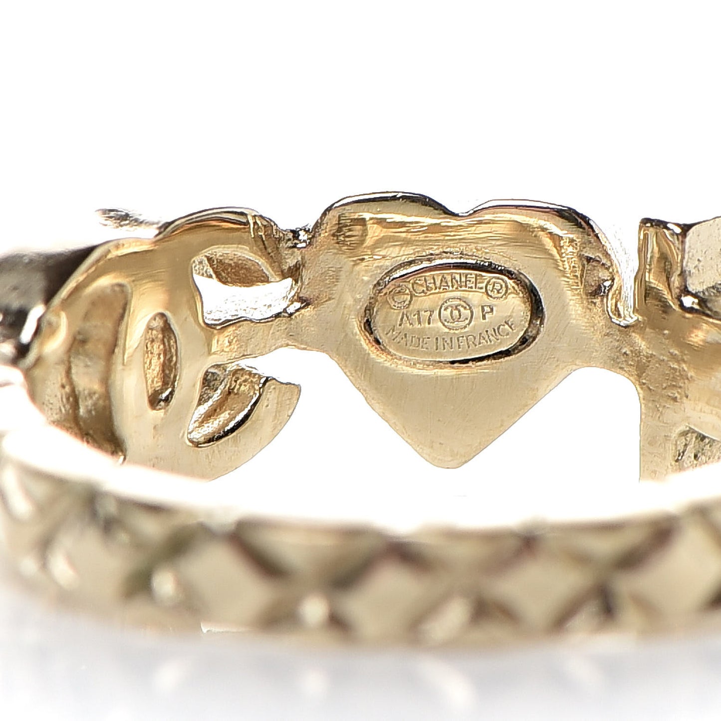 Enamel I Heart CC Ring 5.5 Gold Dark Red