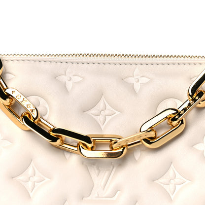 Louis Vuitton Lambskin Embossed Monogram Coussin PM Cream 6 of 9