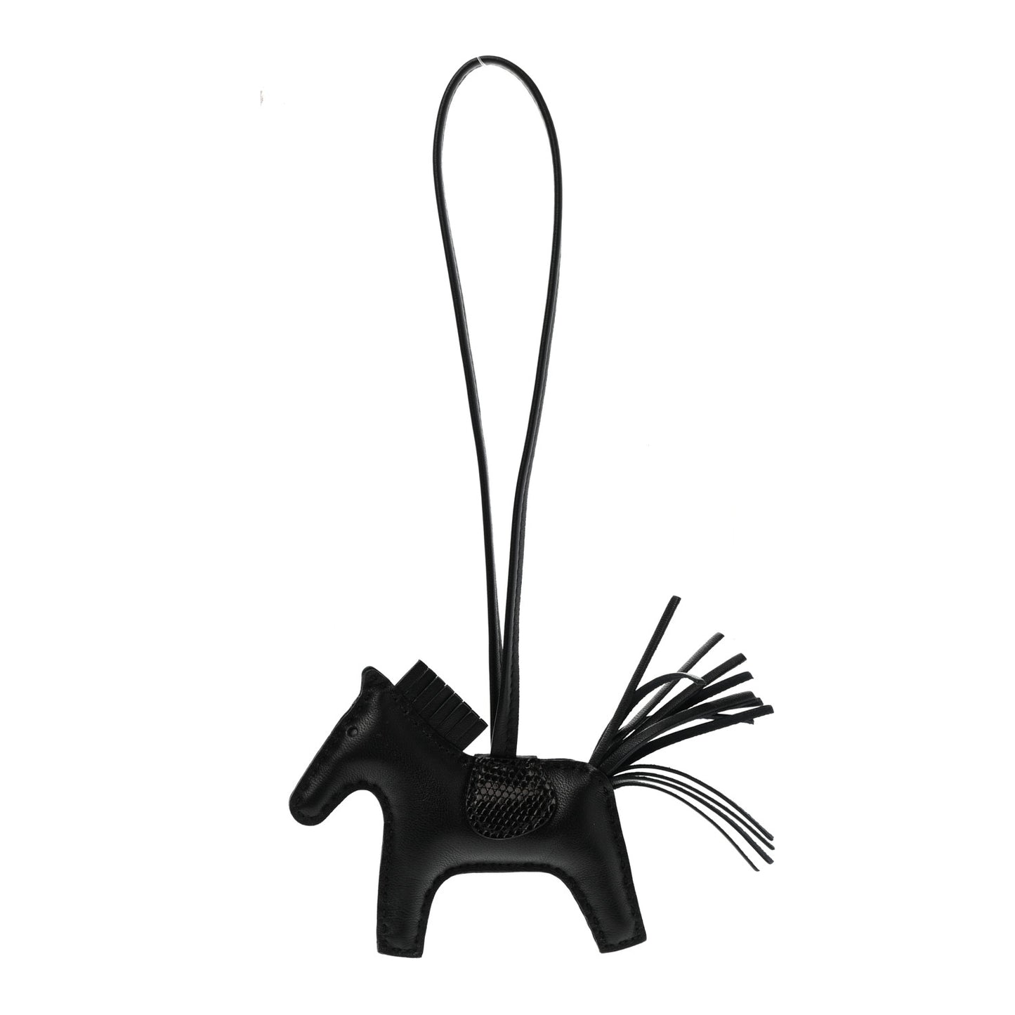 Milo Lambskin Lizard Touch Grigri Rodeo Horse Bag Charm PM So Black