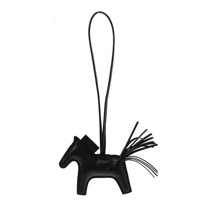 Hermes Milo Lambskin Lizard Touch Grigri Rodeo Horse Bag Charm PM So Black 1 of 5