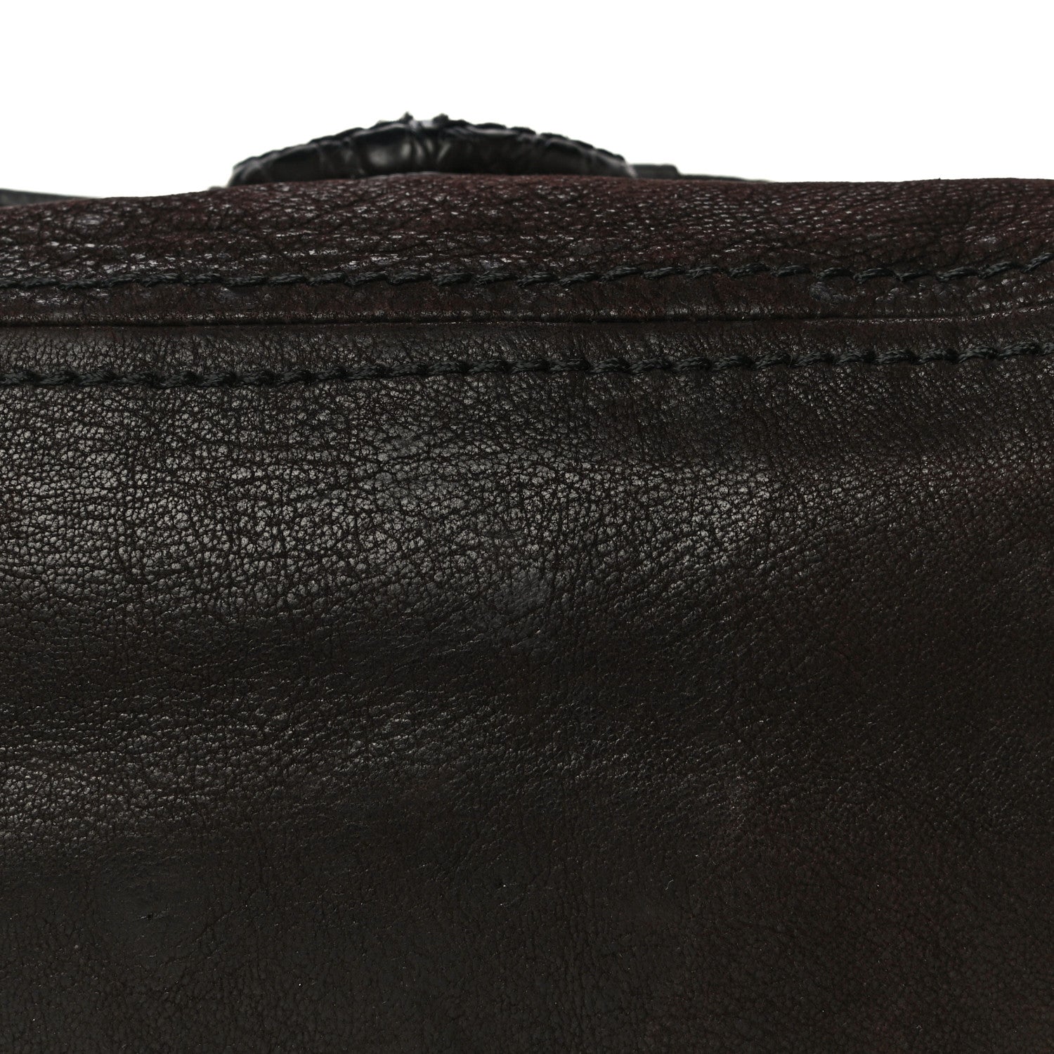 Prada Goatskin Crocodile Embossed Flap Shoulder Bag Dark Brown 14 of 14