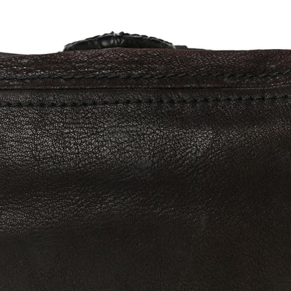 Prada Goatskin Crocodile Embossed Flap Shoulder Bag Dark Brown 14 of 14