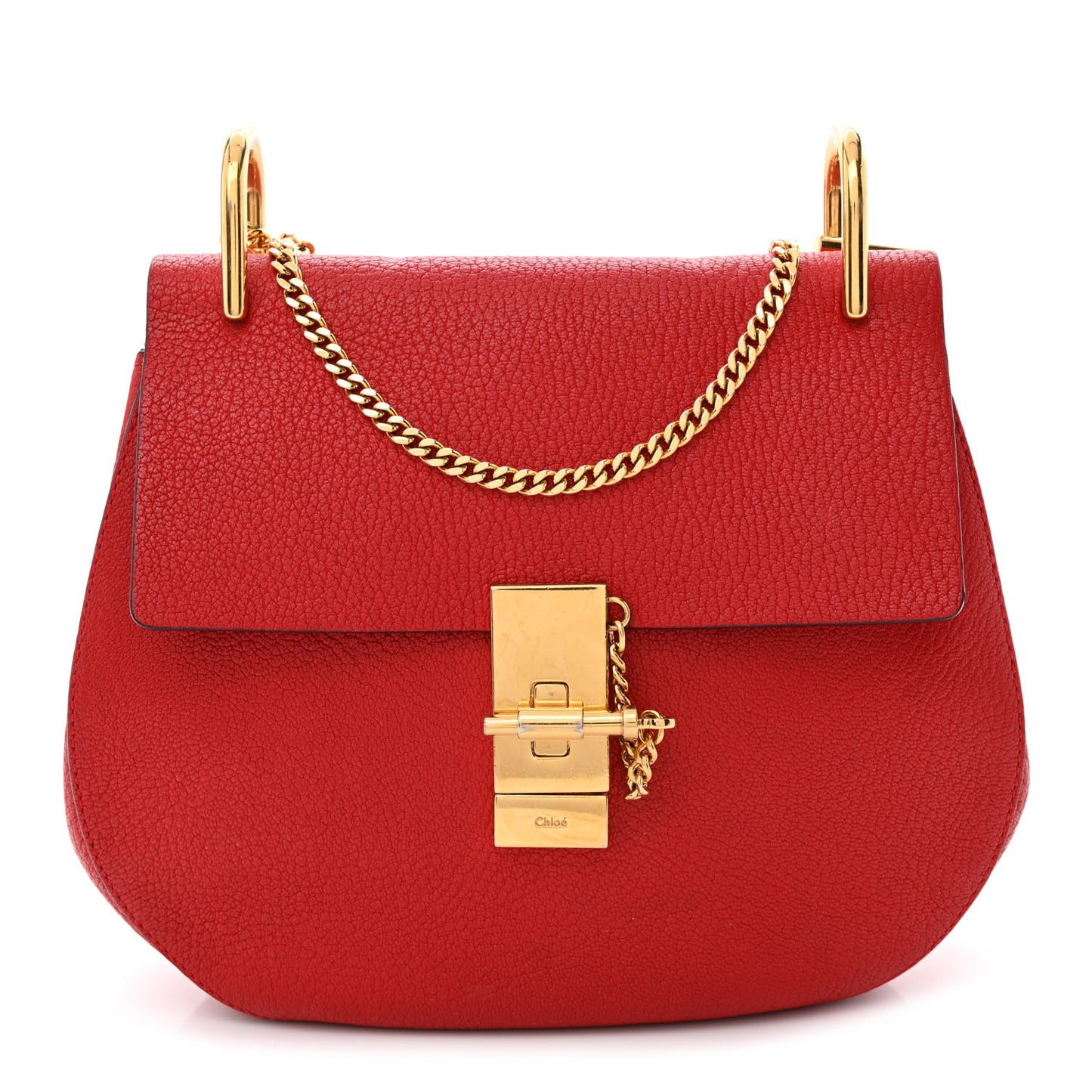 Grained Lambskin Drew Shoulder Bag Plaid Red