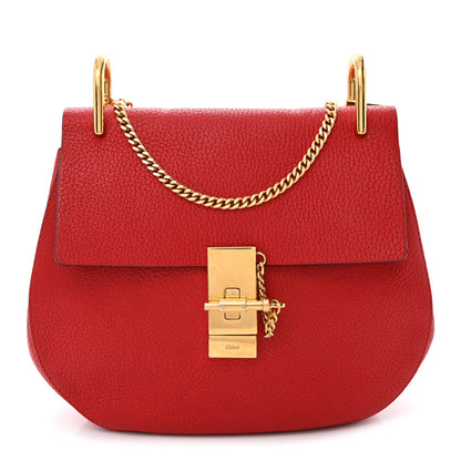 Chloe Grained Lambskin Drew Shoulder Bag Plaid Red 1 of 14