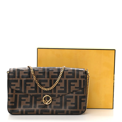 Fendi Vitello Soft F is Fendi Bi-Color FF 1974 Embossed Envelope Wallet on Chain Maya Black 11 of 11