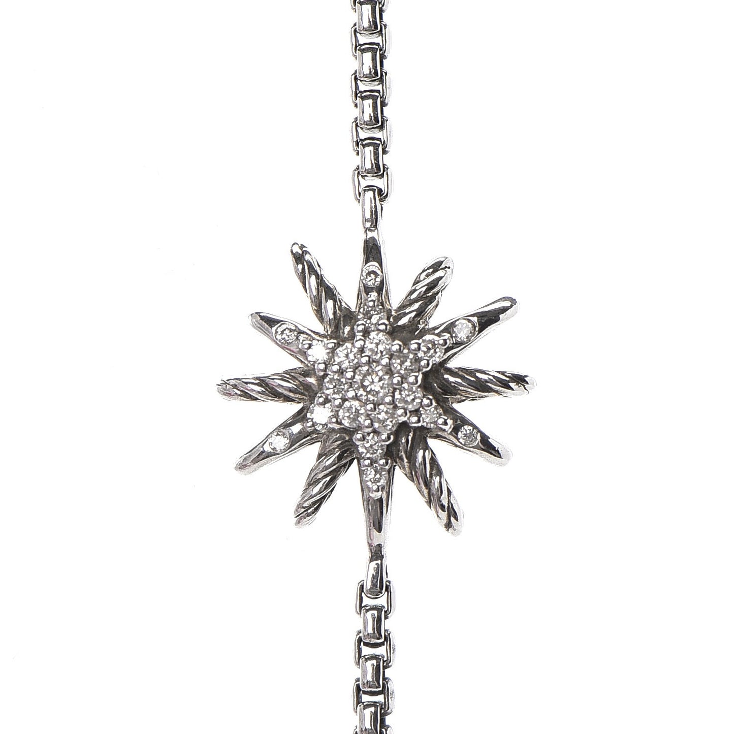 Sterling silver Diamond 10-12mm Starburst Station Necklace