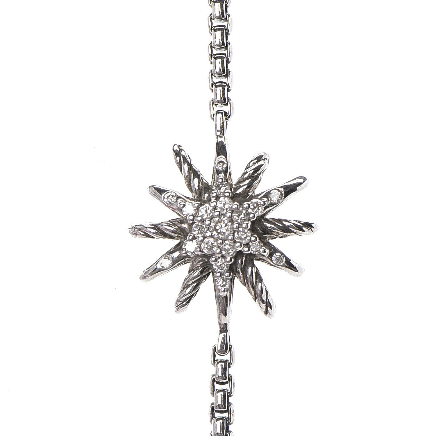 David Yurman Sterling silver Diamond 10-12mm Starburst Station Necklace 3 of 5