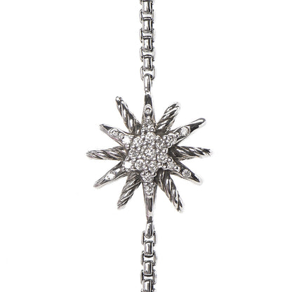 David Yurman Sterling silver Diamond 10-12mm Starburst Station Necklace 3 of 5
