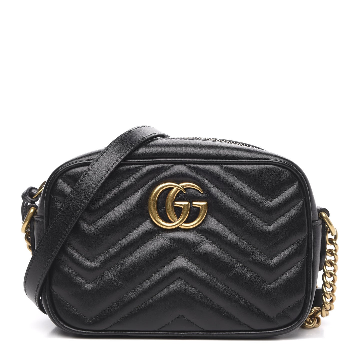 Calfskin Matelasse Mini GG Marmont Chain Shoulder Bag Black
