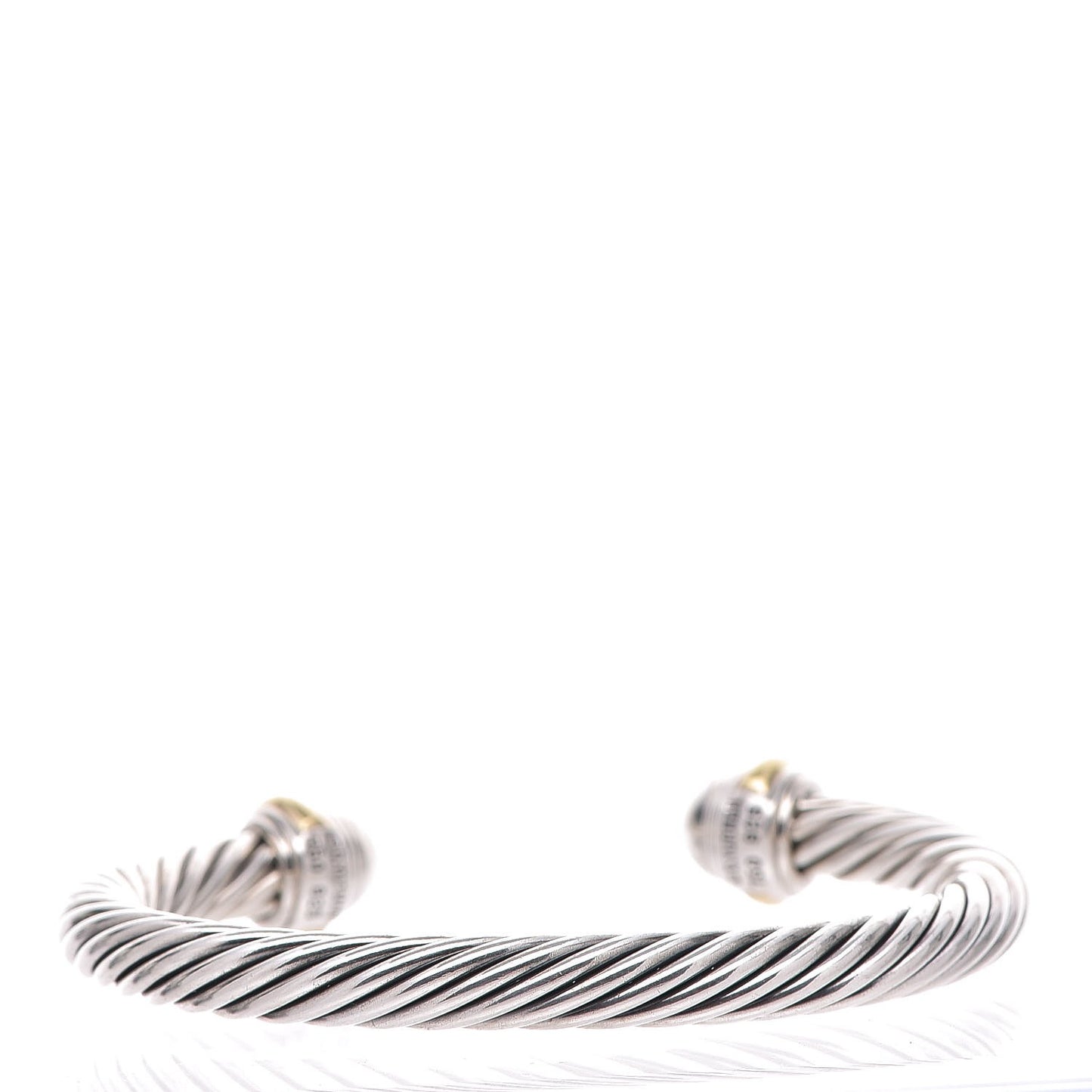 Sterling Silver 18K Yellow Gold Diamond Pave 7mm Cable Classics Bracelet