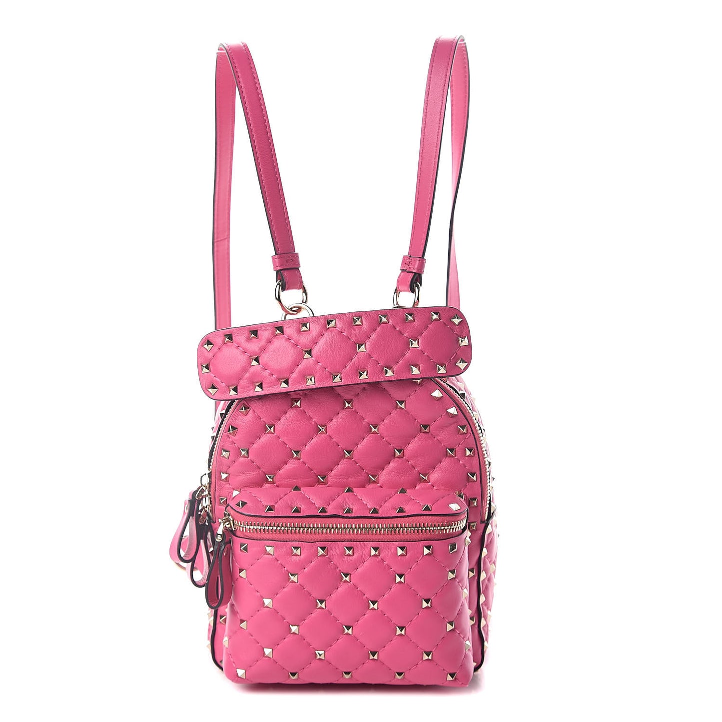 Nappa Quilted Mini Rockstud Spike Backpack Peony