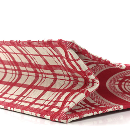 Christian Dior Canvas Embroidered Medium Check'n'Dior Book Tote Red Multicolor 10 of 11