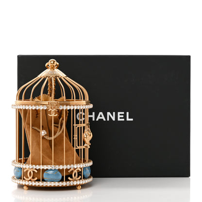 Chanel Metal Crystal Enamel CC Love Bird Cage Minaudiere Clutch Gold Multicolor 11 of 11
