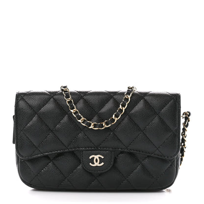 Chanel Caviar Quilted Flap Phone Holder With Chain Black 1 of 13