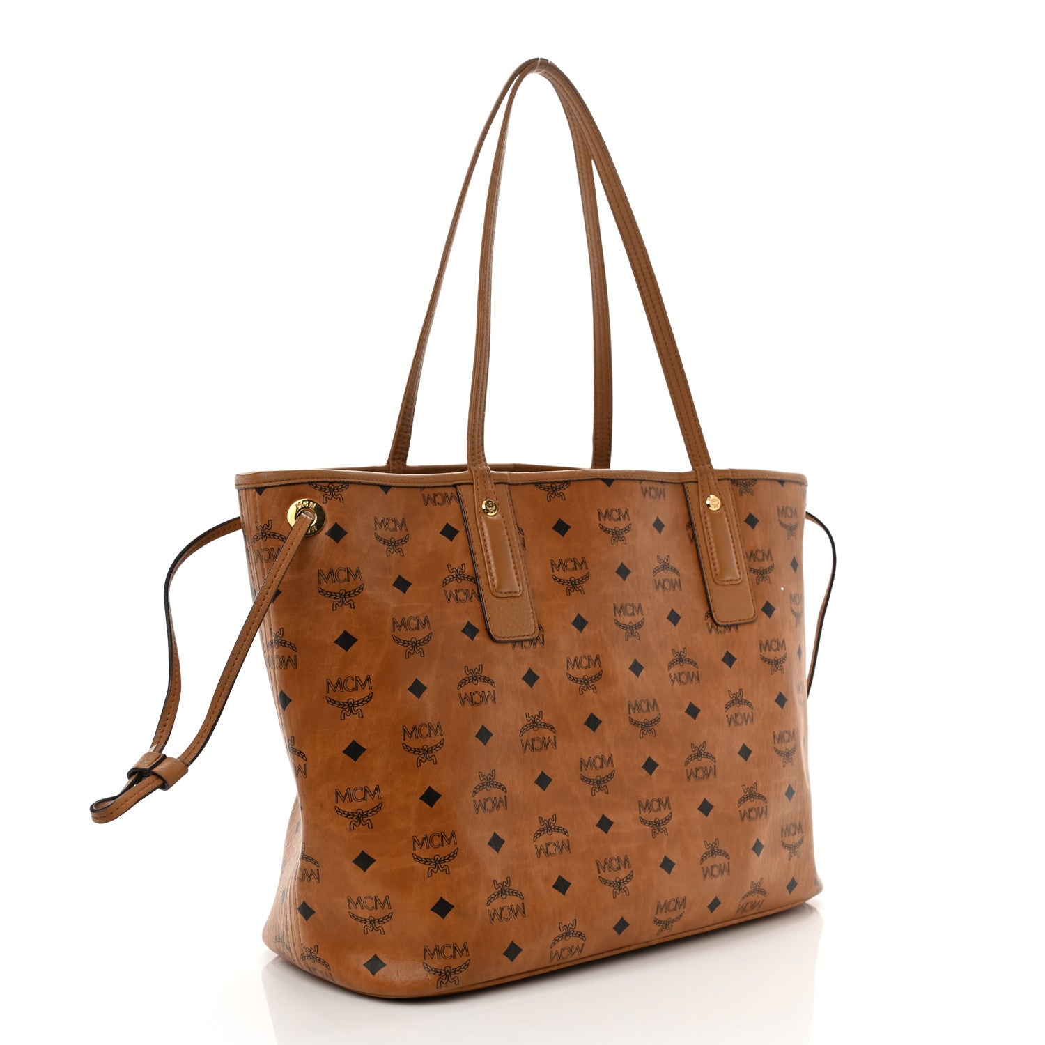 MCM Visetos Medium Project Reversible Shopper Tote Cognac 4 of 12