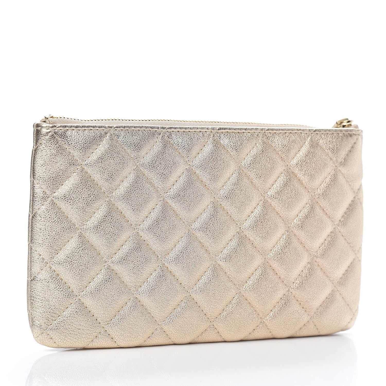 Chanel Metallic Lambskin Quilted Cosmetic Pouch Gold 3 of 10