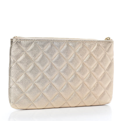 Chanel Metallic Lambskin Quilted Cosmetic Pouch Gold 3 of 10