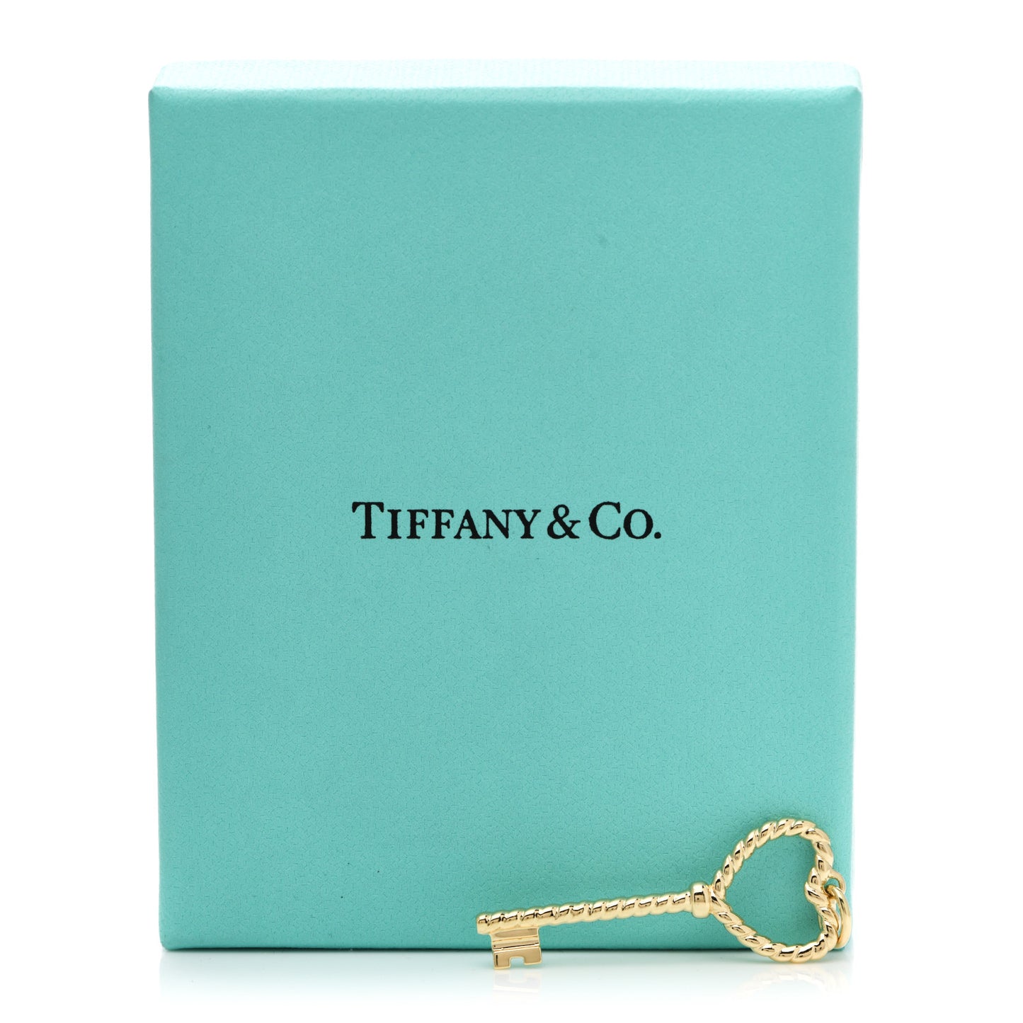 18K Yellow Gold Twist Heart Key Pendant