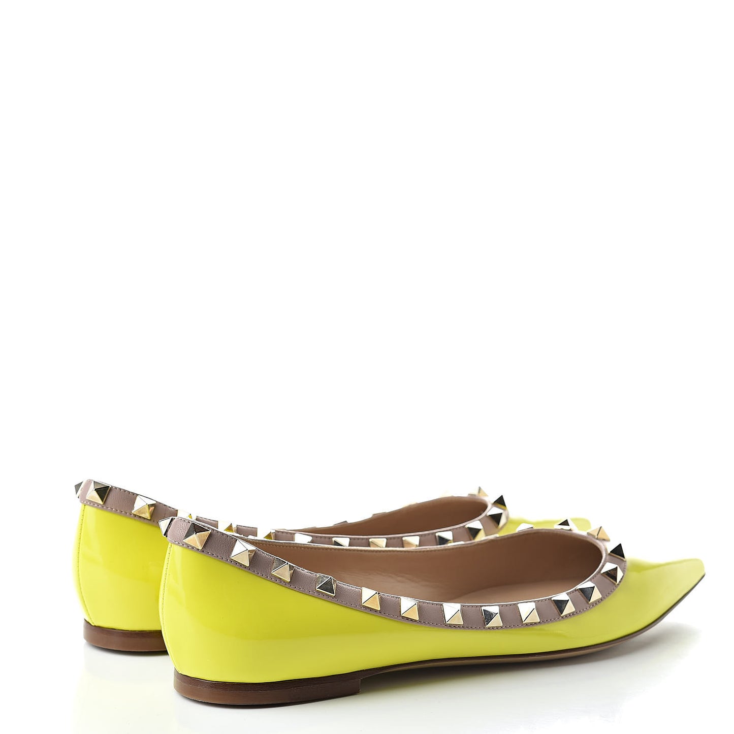 Patent Rockstud Ballerina Flats 36.5 Yellow Fluo Poudre