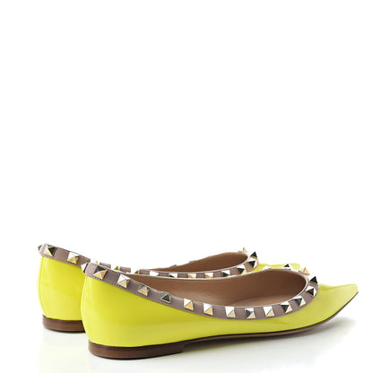 Valentino Garavani Patent Rockstud Ballerina Flats 36.5 Yellow Fluo Poudre 4 of 9