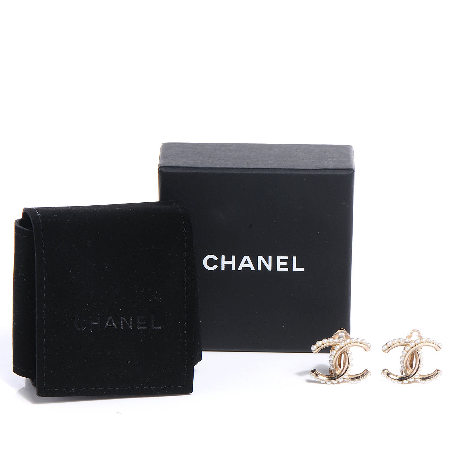 Chanel CC Pearl Clip On Earrings Light Gold 6 of 6